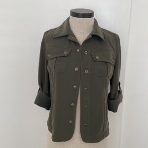 Drama Jacket/Blouse Size 4 Deep Dusty Olive color. Lots of details!